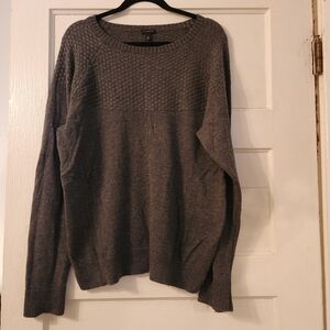 Talbots Sweater, Dark Heathered Gray Wool Blend, Crew Neck Sz XL EUC Cozy Warm